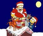 Homer ve Bart Simpson Noel Baba, hediyeler ile yardım